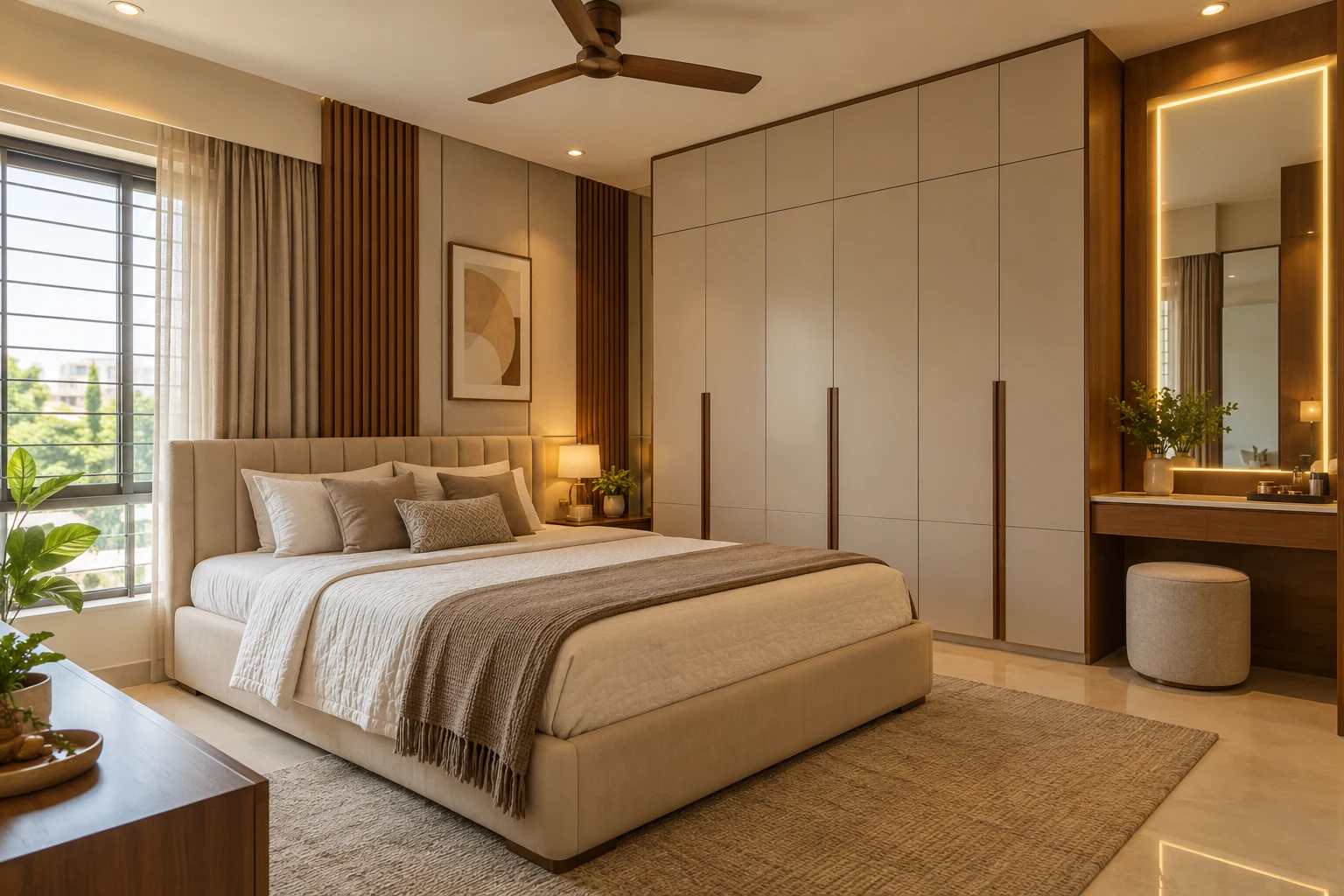 Bedroom with dressing niche AI-generated interior concept