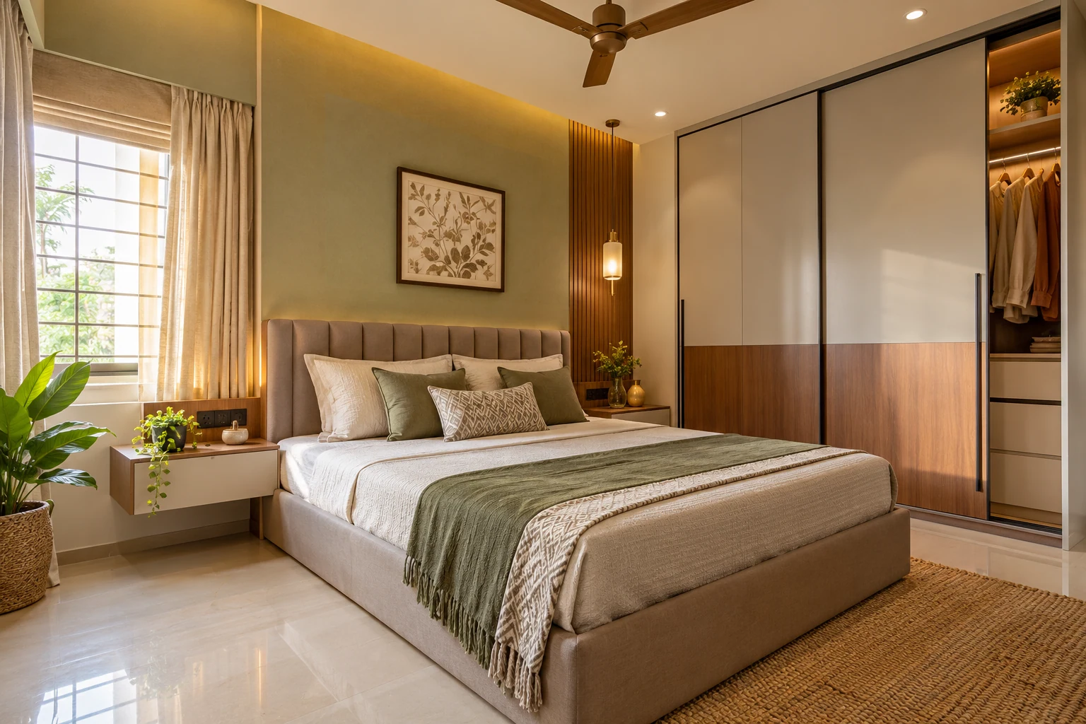 Compact master bedroom AI-generated interior concept