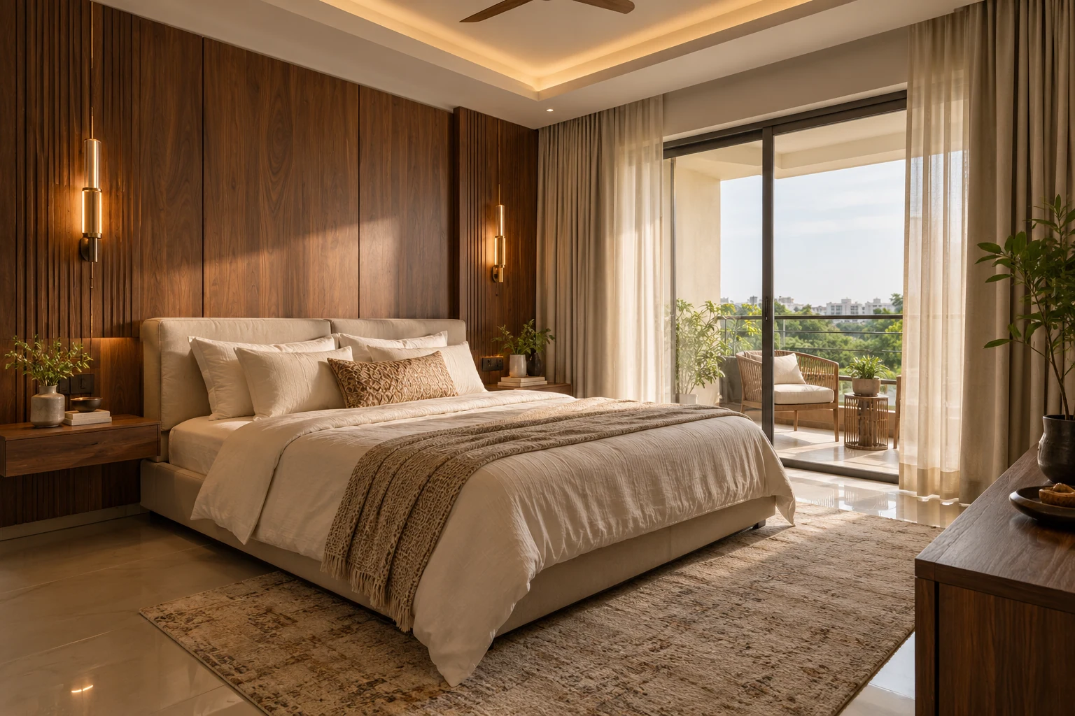 Walnut bedroom suite AI-generated interior concept