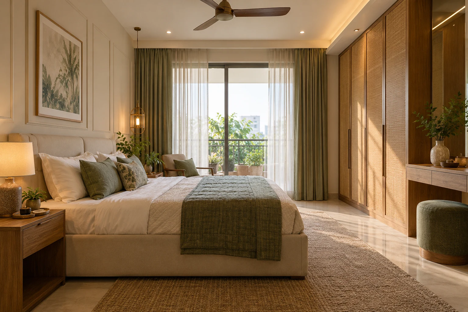 Classic neutral bedroom AI-generated interior concept