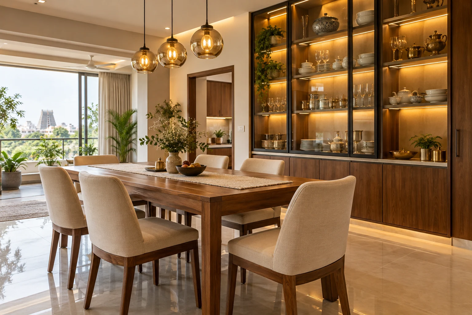 Oak dining & crockery AI-generated interior concept