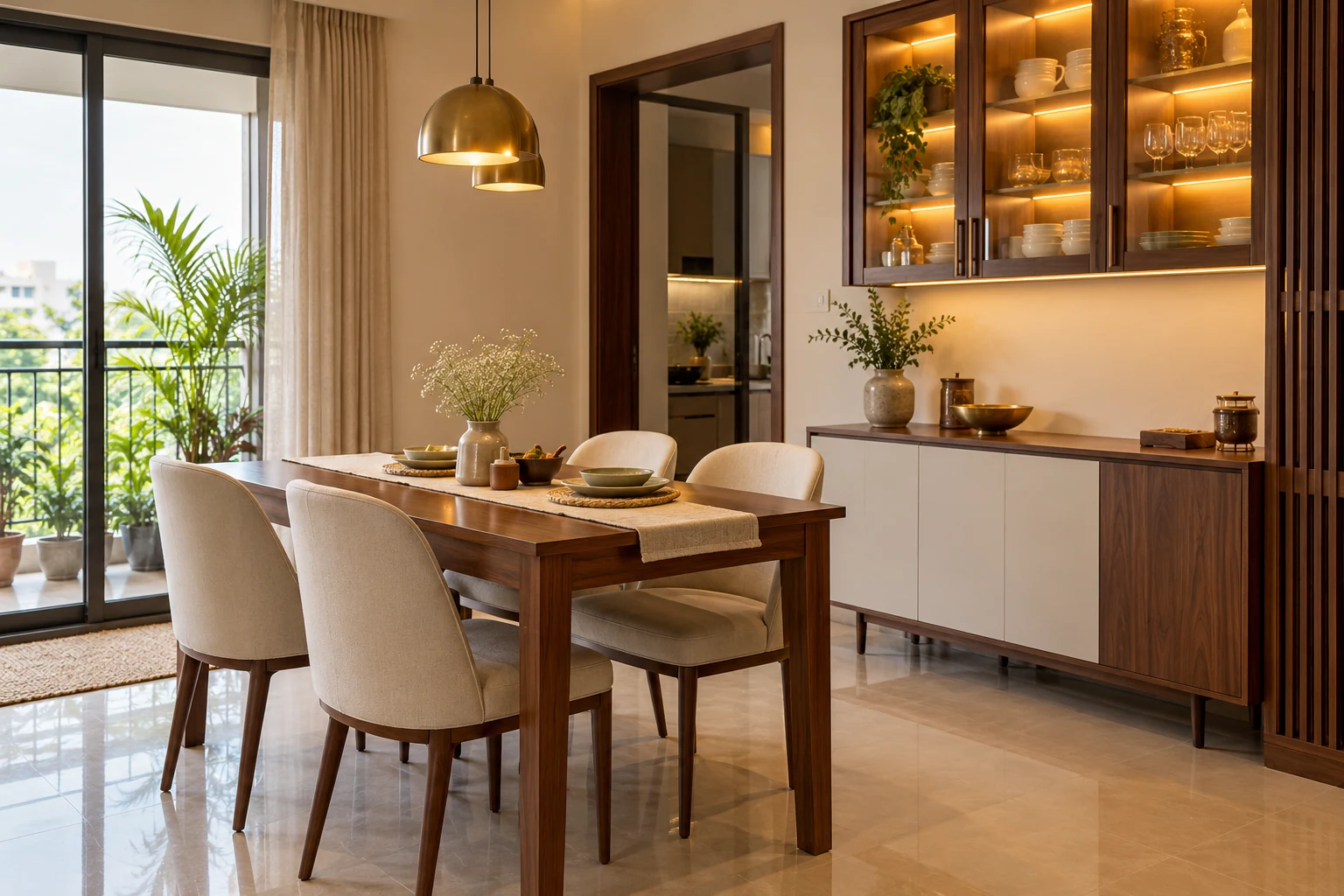 Compact four-seat dining AI-generated interior concept