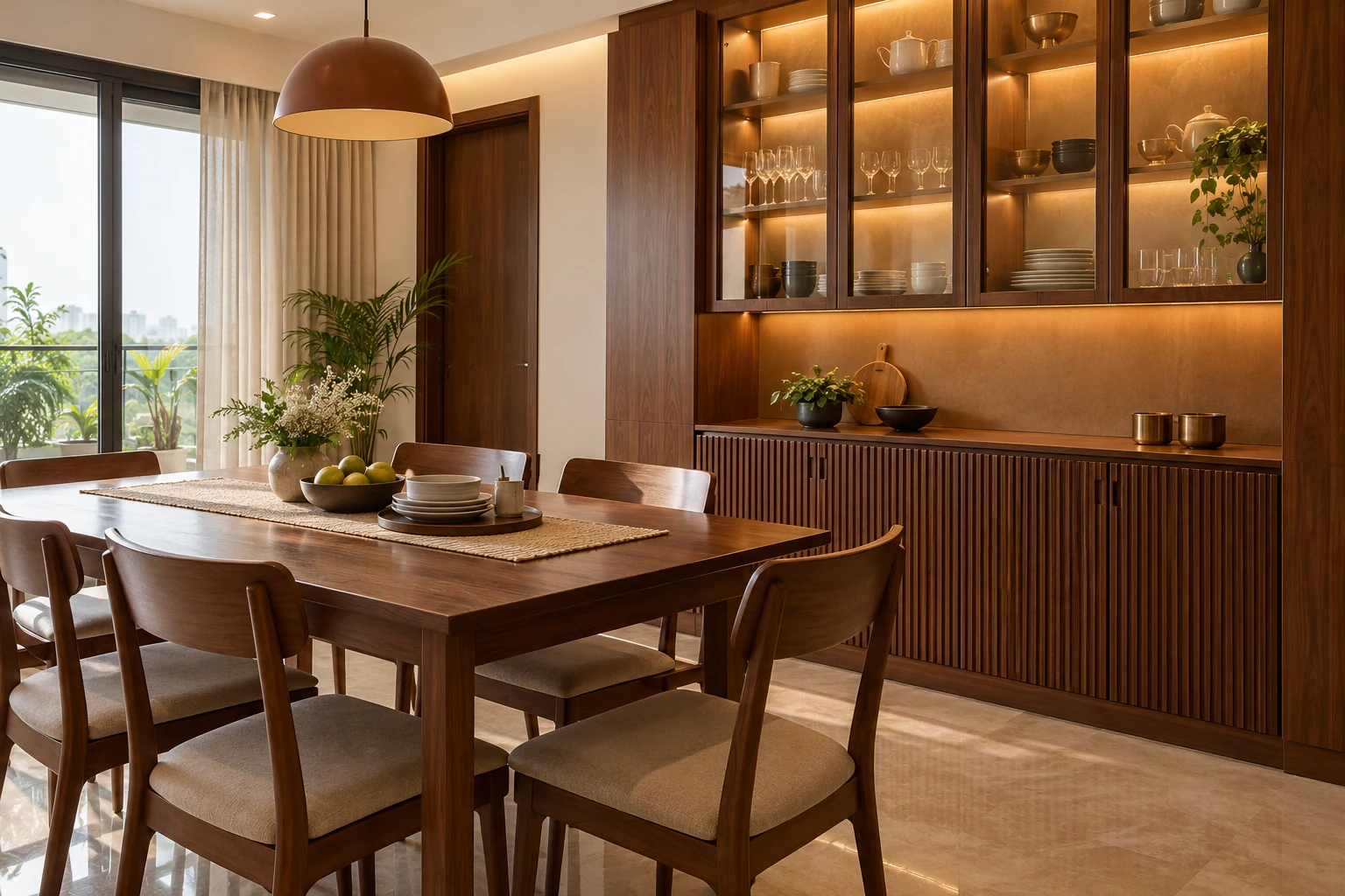 Fluted crockery display AI-generated interior concept