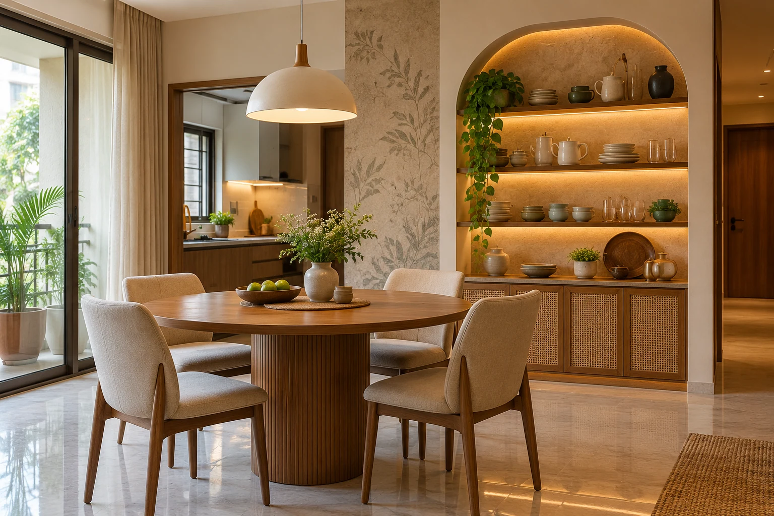 Round dining setting AI-generated interior concept