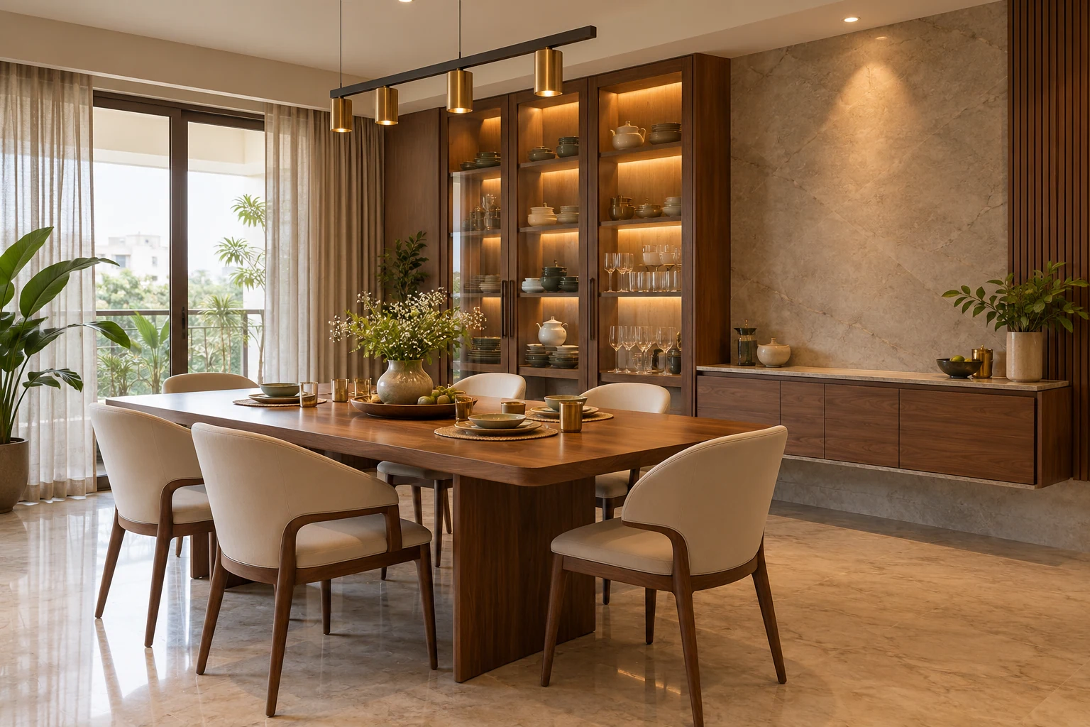 Warm contemporary dining AI-generated interior concept