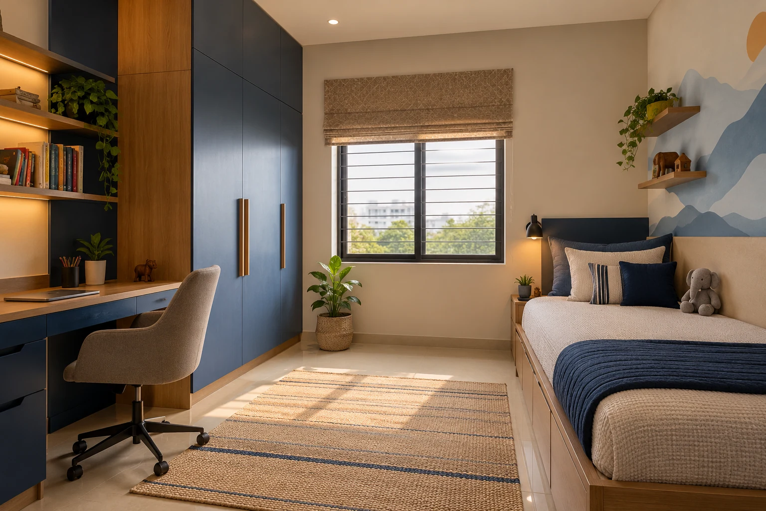 Teen bedroom concept AI-generated interior concept