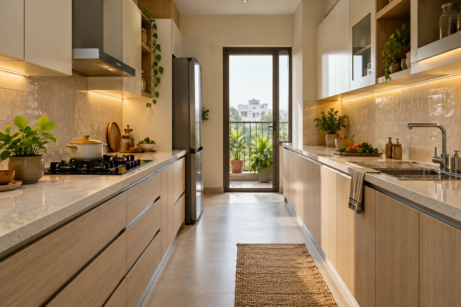 Parallel kitchen AI-generated interior concept