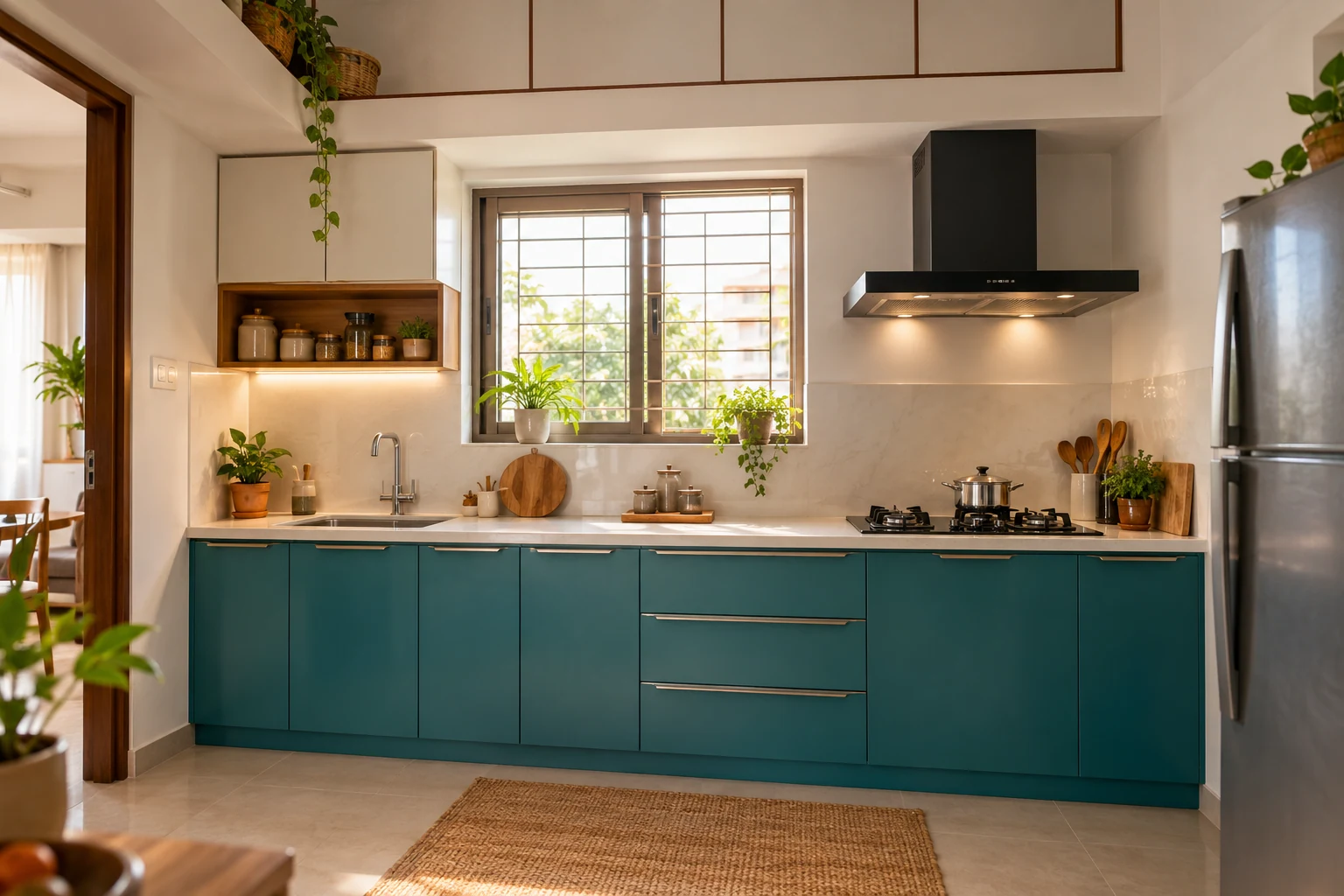 Compact apartment kitchen AI-generated interior concept