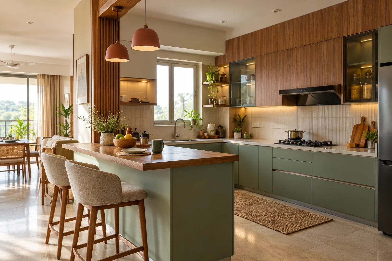 Kitchen with breakfast ledge AI-generated interior concept