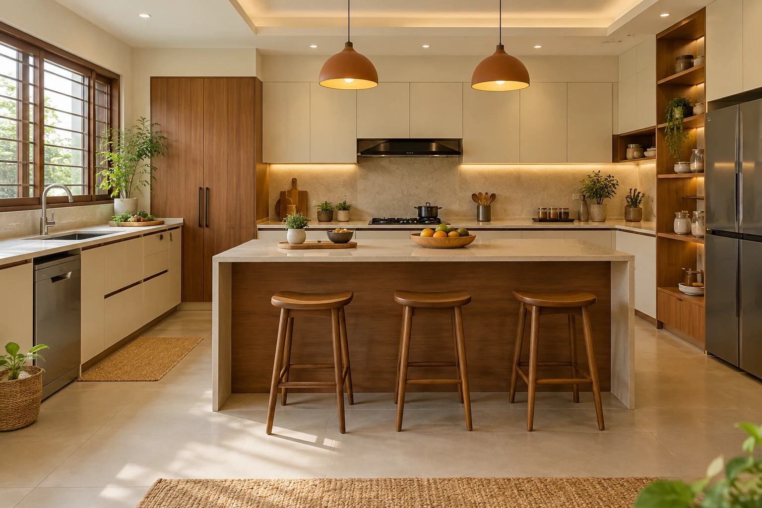 Cream island kitchen AI-generated interior concept