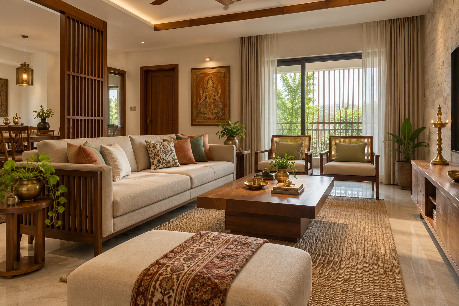 Contemporary traditional living AI-generated interior concept