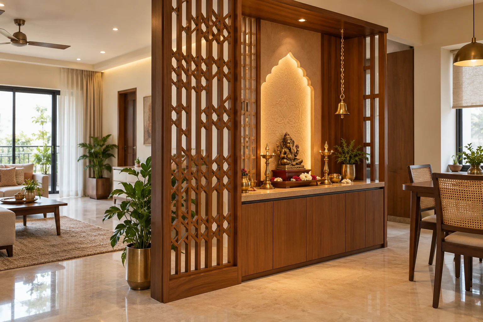 Pooja partition wall AI-generated interior concept