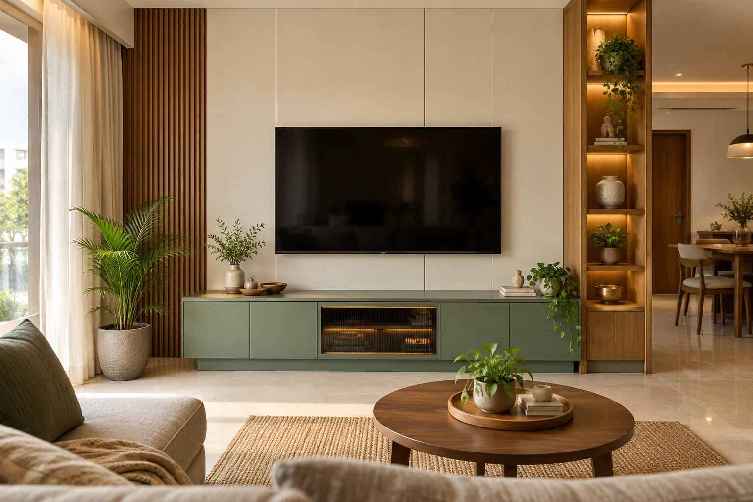 Sage TV wall AI-generated interior concept