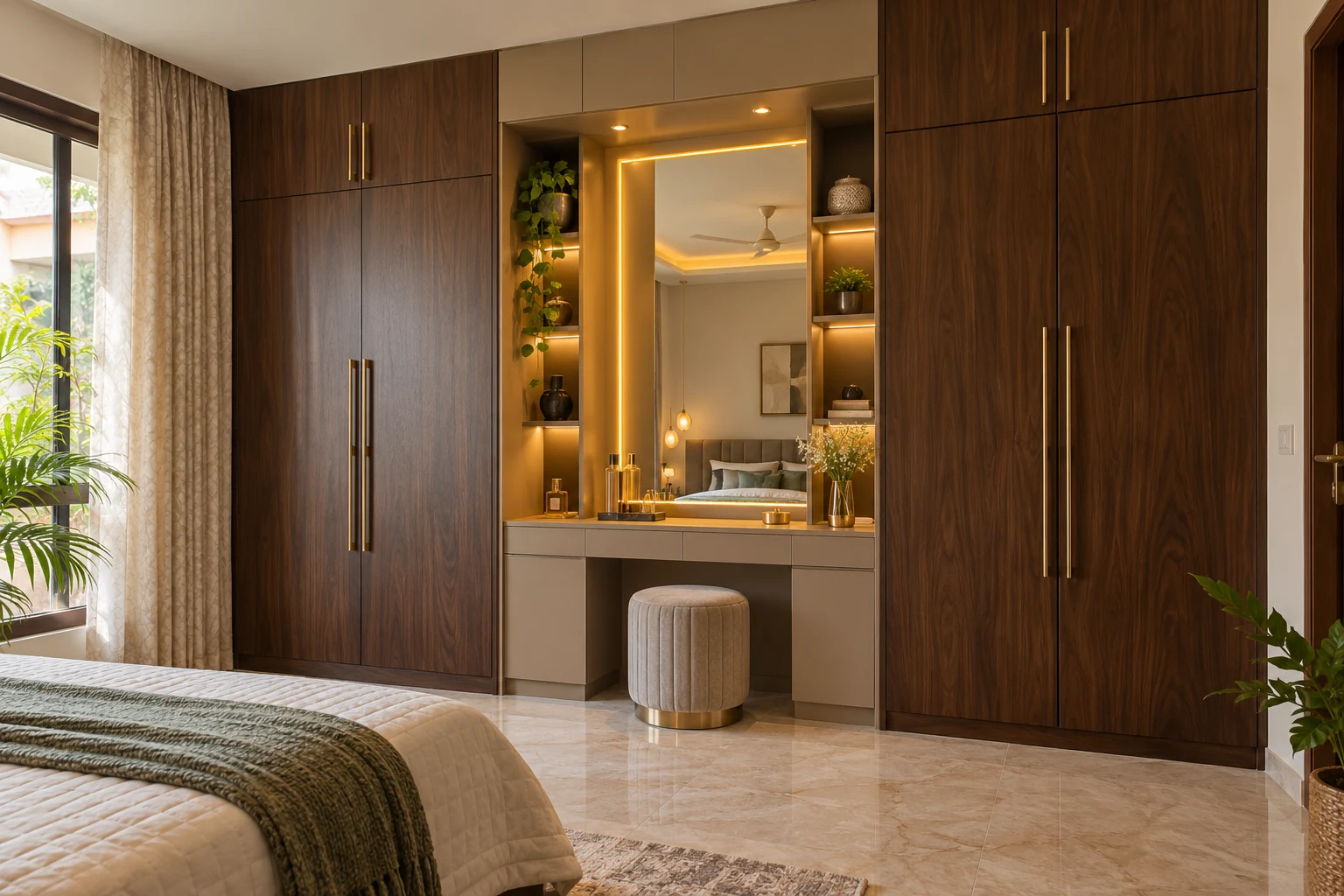 Contemporary dark wardrobe AI-generated interior concept